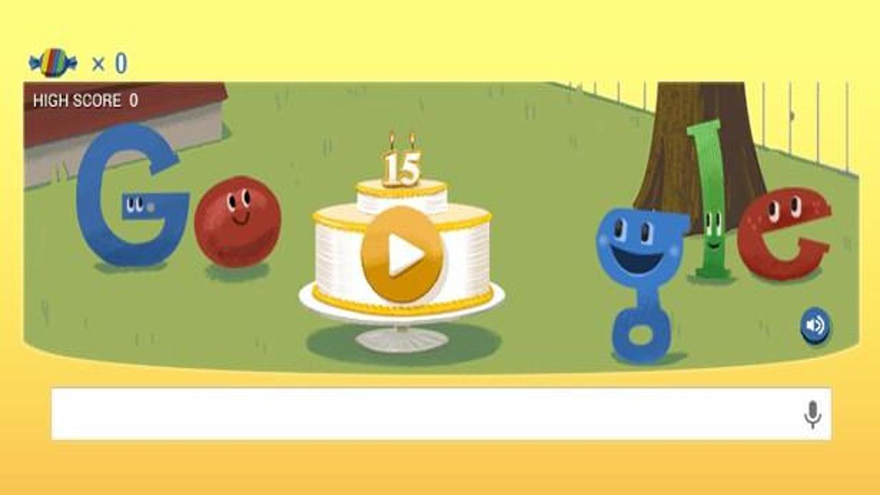 15. doğum gününü kutlayan Google'den doodle