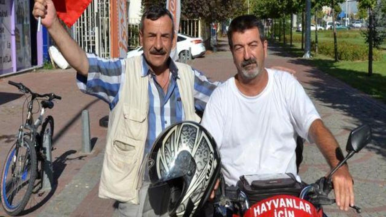 Hayvan hakları için motosikletiyle Türkiye'yi dolaşıyor