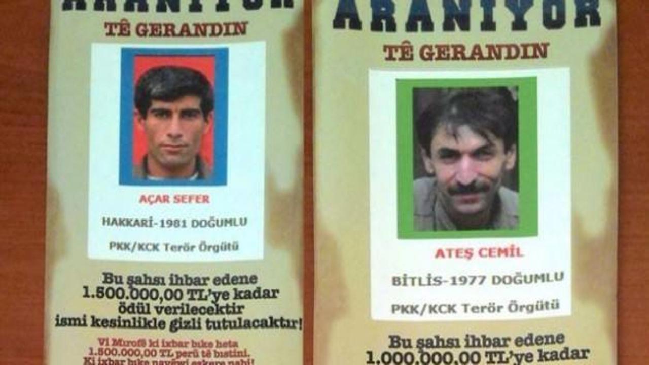 Aranan teröristlerin afişleri asıldı