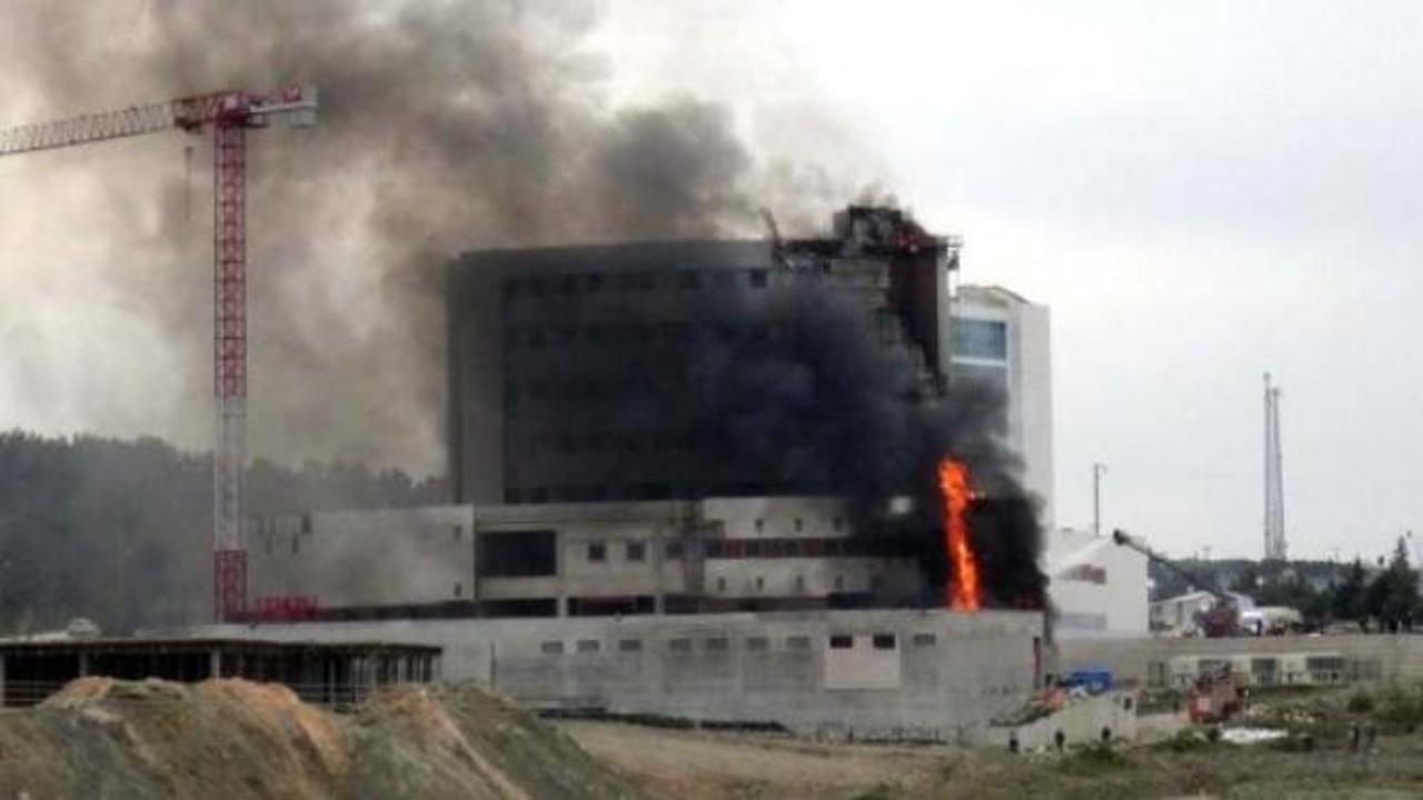 Keşan’da hastane inşaatında yangın 