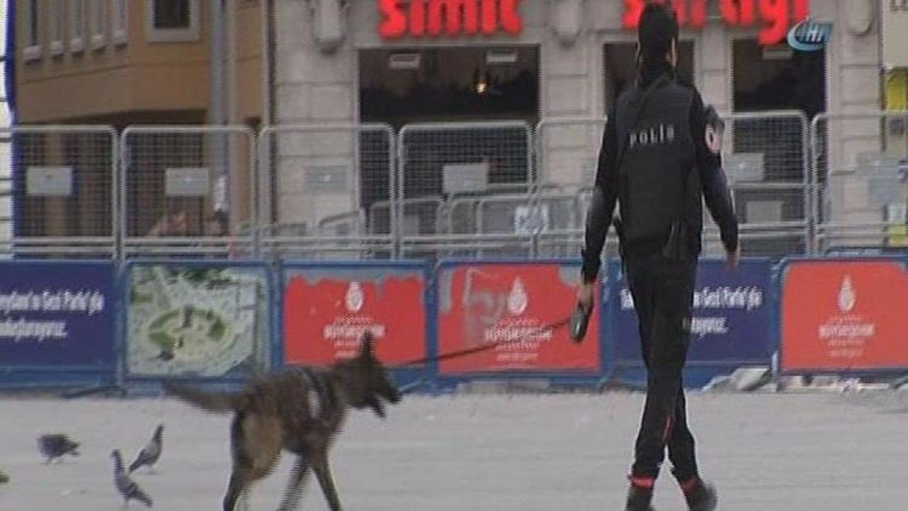 Dedektör köpeklerin Taksim mesaisi