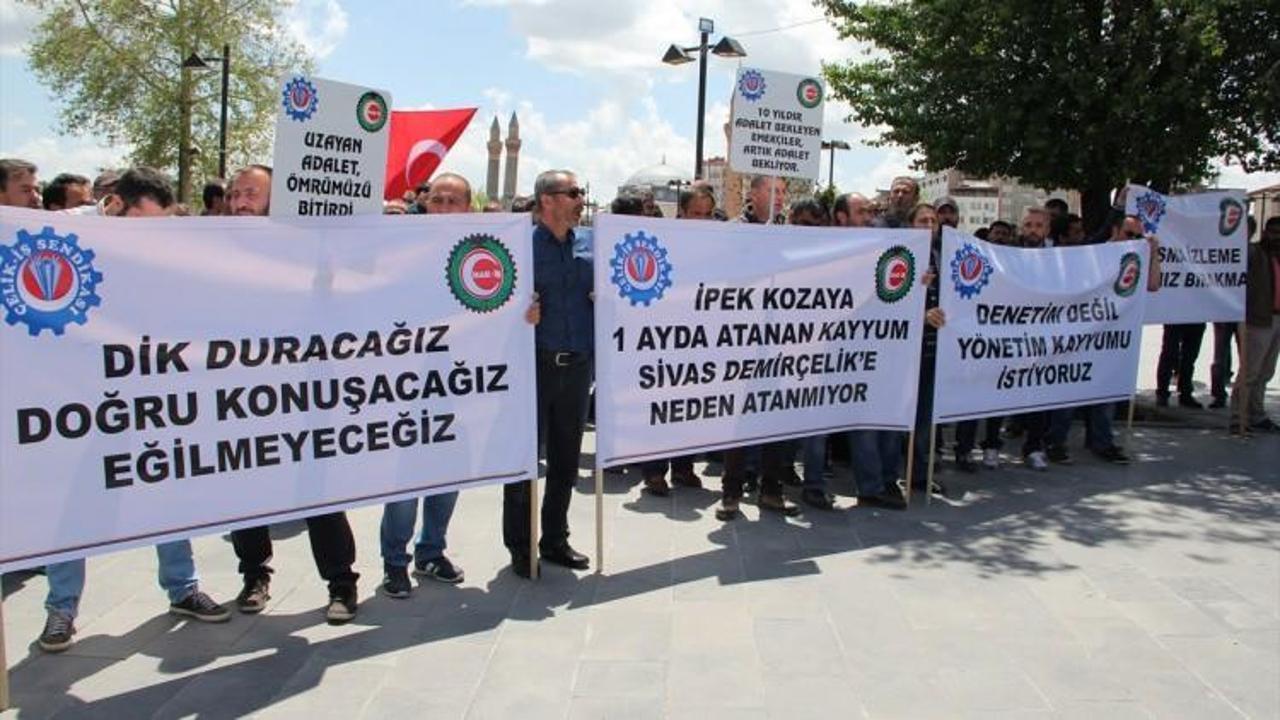 Sivas'ta işçilerden "kayyum" eylemi