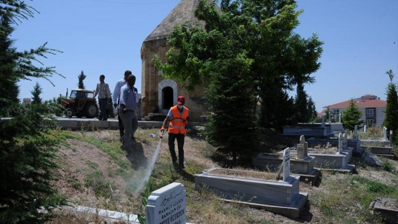 Kırşehir'de mezarlıklar ilaçlanıyor
