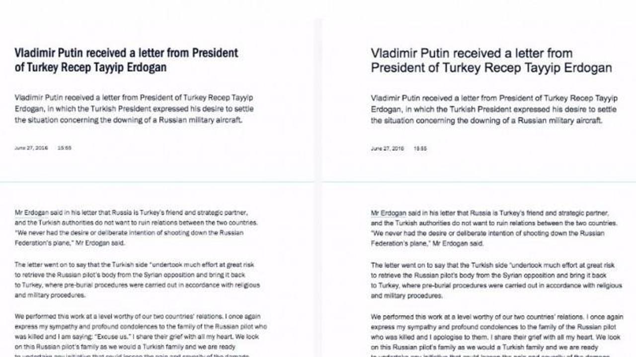 Kremlin Erdoğan'ın mektubunu düzeltti
