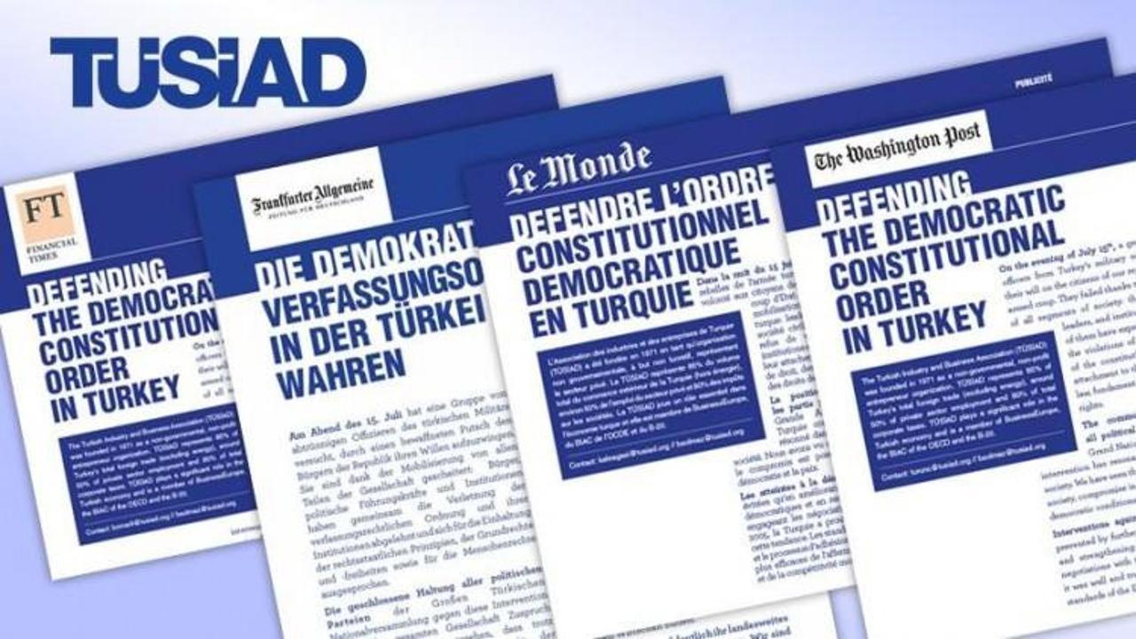 TÜSİAD'dan uluslararası basında 'demokrasi' ilanı
