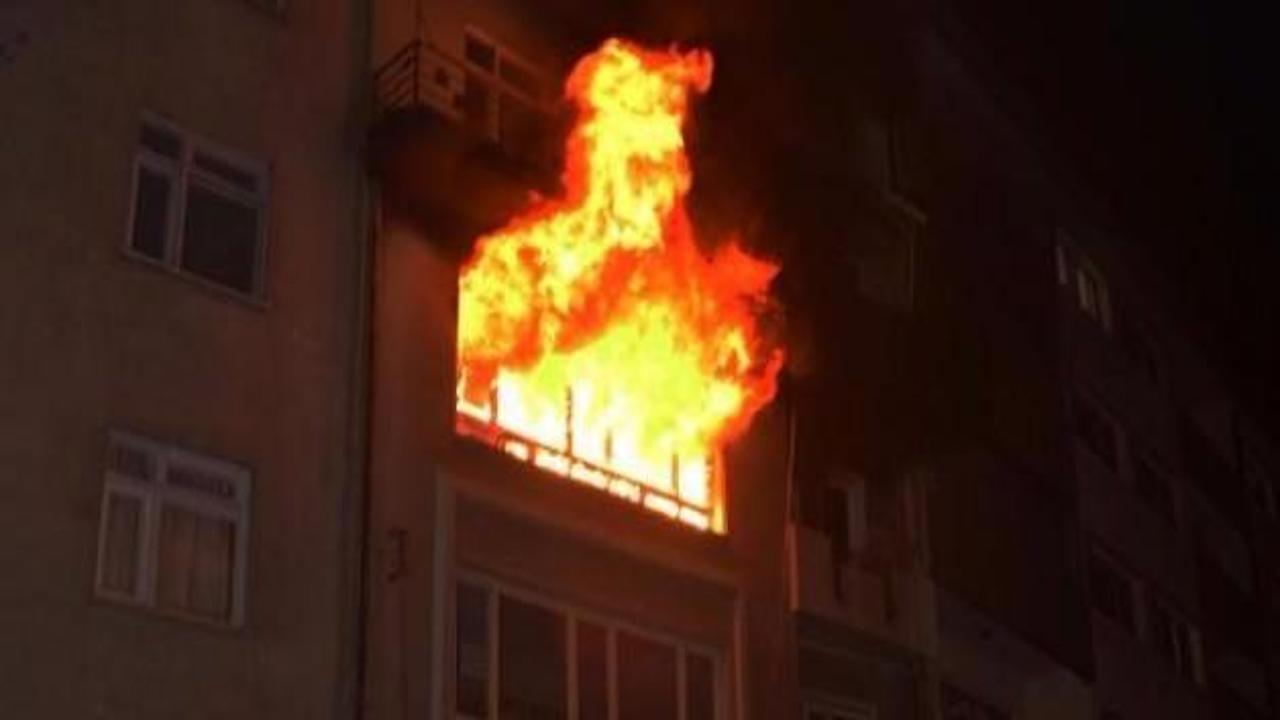 Apartman dairesi alev alev yandı