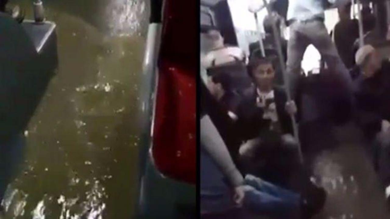 İstanbul'da metrobüsü su bastı!