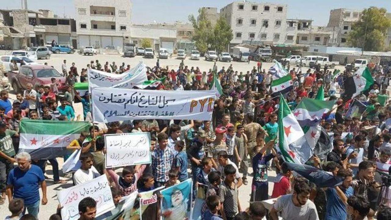  Suriye'de PKK ve ABD protestosu!