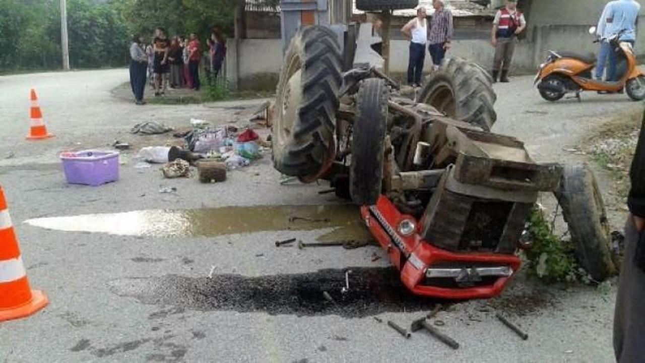 Düzce'de traktör devrildi: 18 yaralı