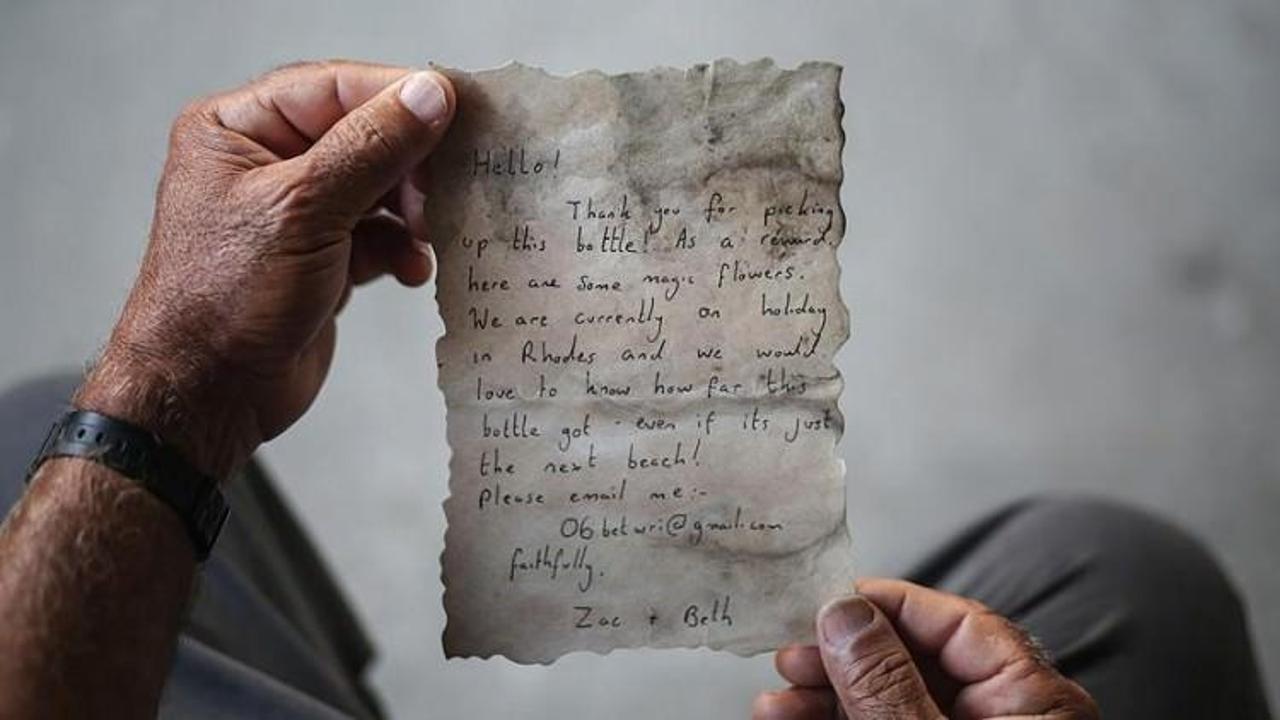 Rodos'tan denize bırakılan mektup Gazze'ye ulaştı!