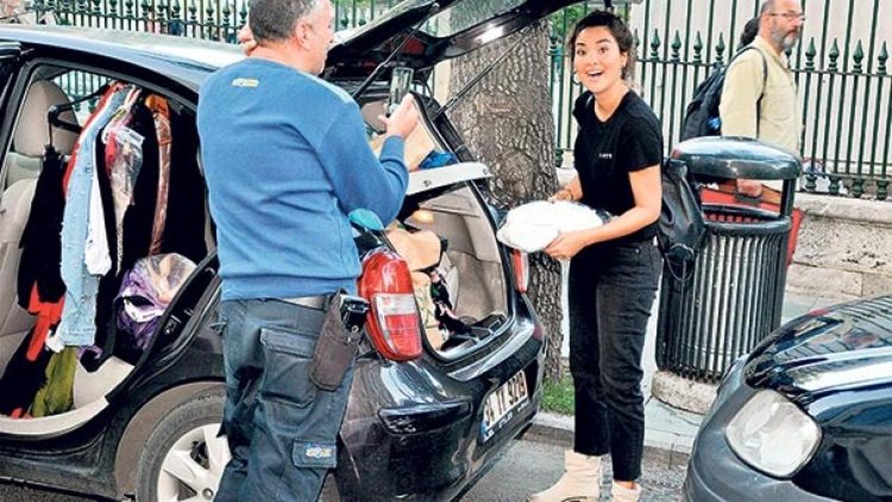 Gizem Hatipoğlu gardırobunu arabasına taşıdı