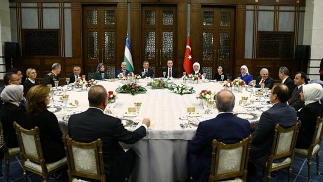 Erdoğan, Mirziyoyev onuruna yemek verdi