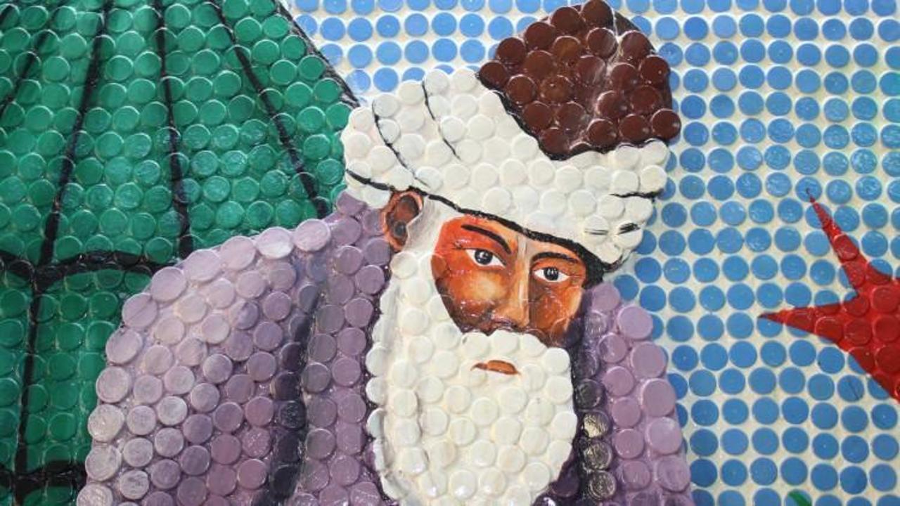 5 bin şişe kapağıyla mozaik tablo yaptılar...
