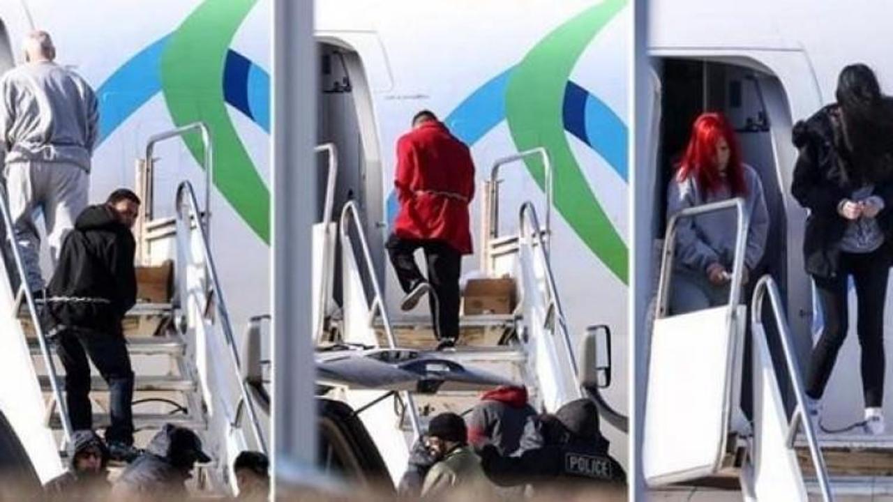 Elleri ve ayaklarındaki zincirlerle g&ouml;nderildiler