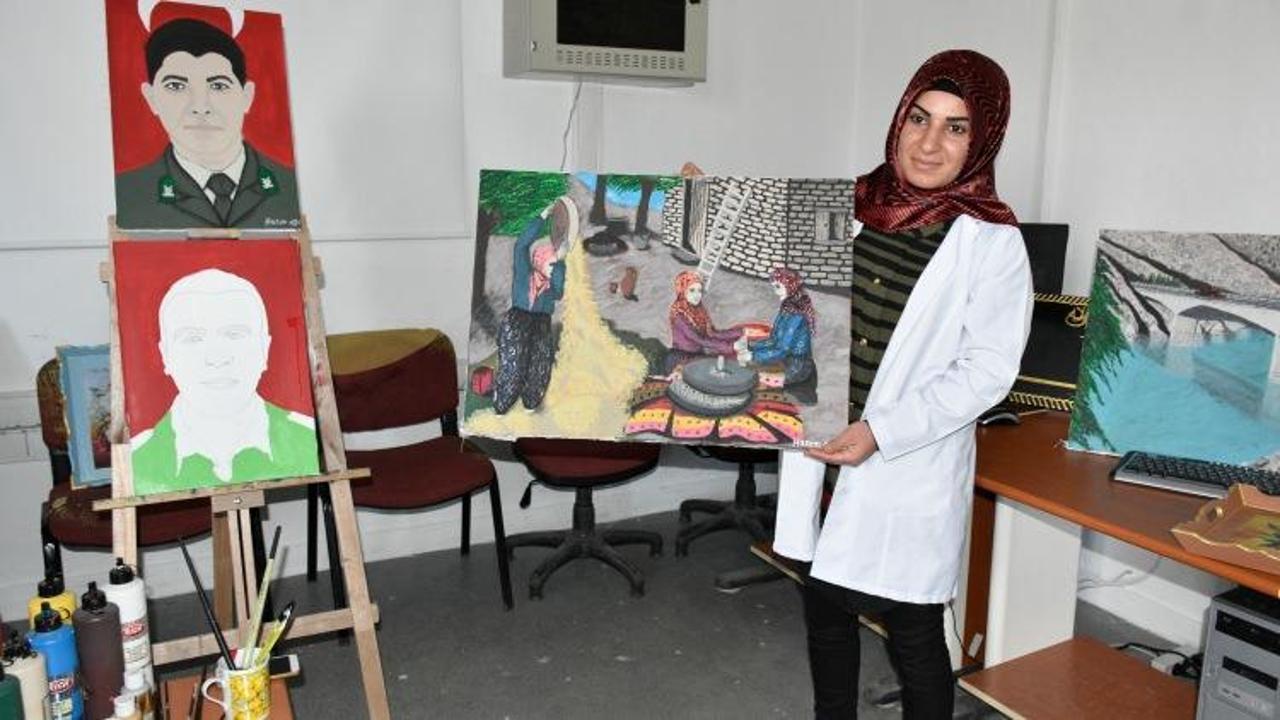 Suriyeli ressamdan Halisdemir ve Sekin portresi