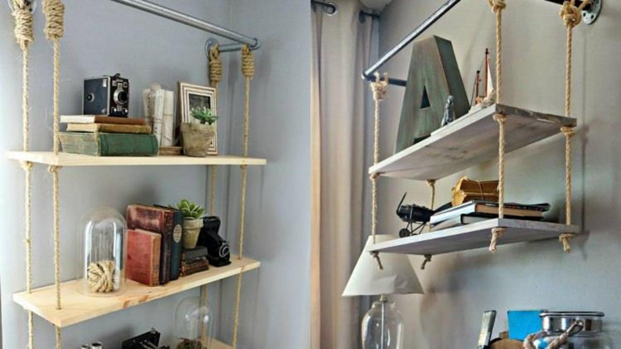 Evde dekoratif asma raf yapımı