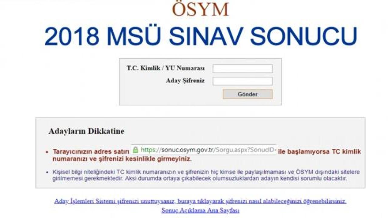 2018 MSÜ sınav sonucu öğrenme sayfası! 18 Mart MSÜ sınavı...