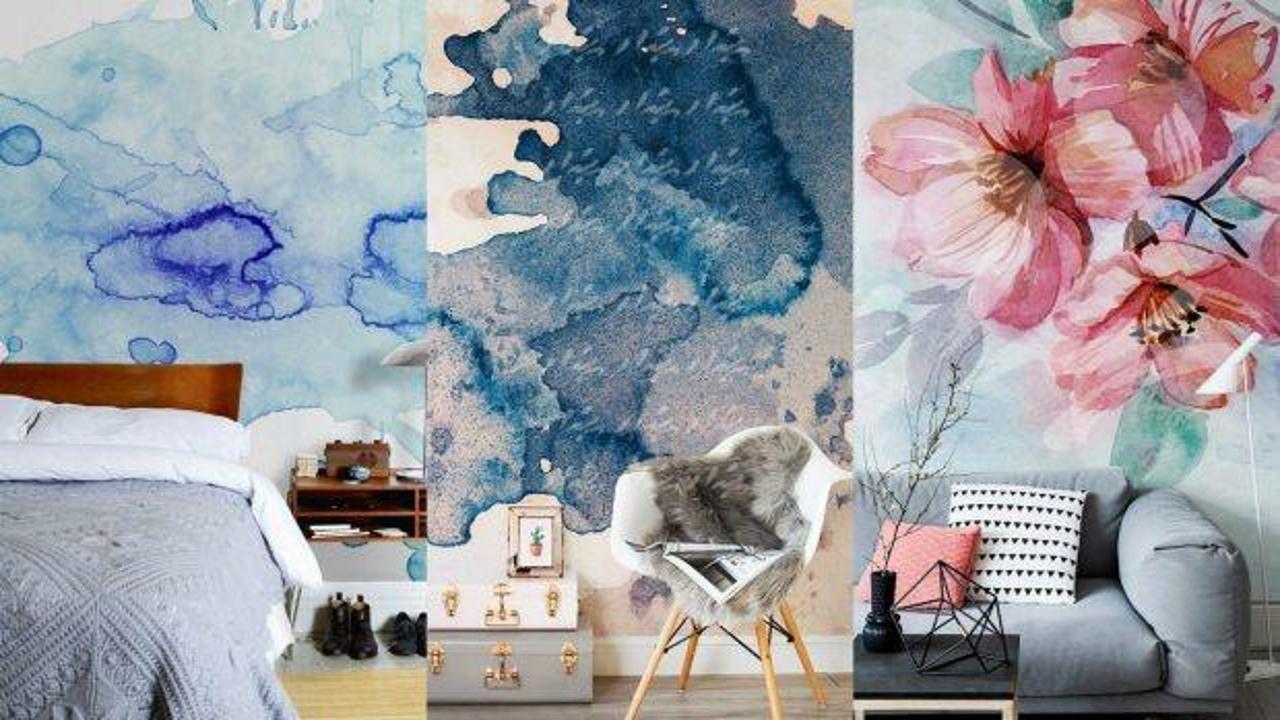 Evlerde sulu boya desenli duvar trendi