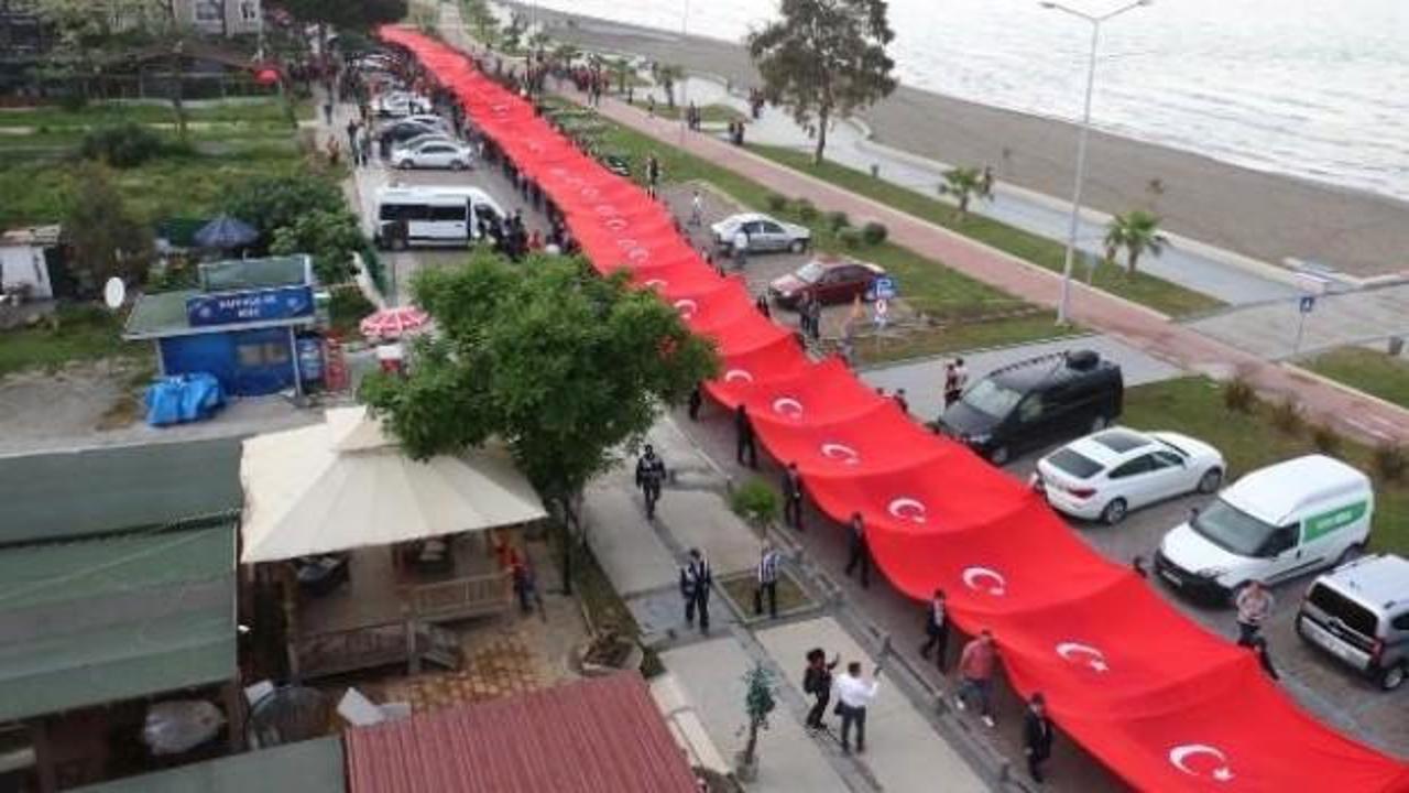 Samsun'da 1919 metrelik dev Türk bayrağı!