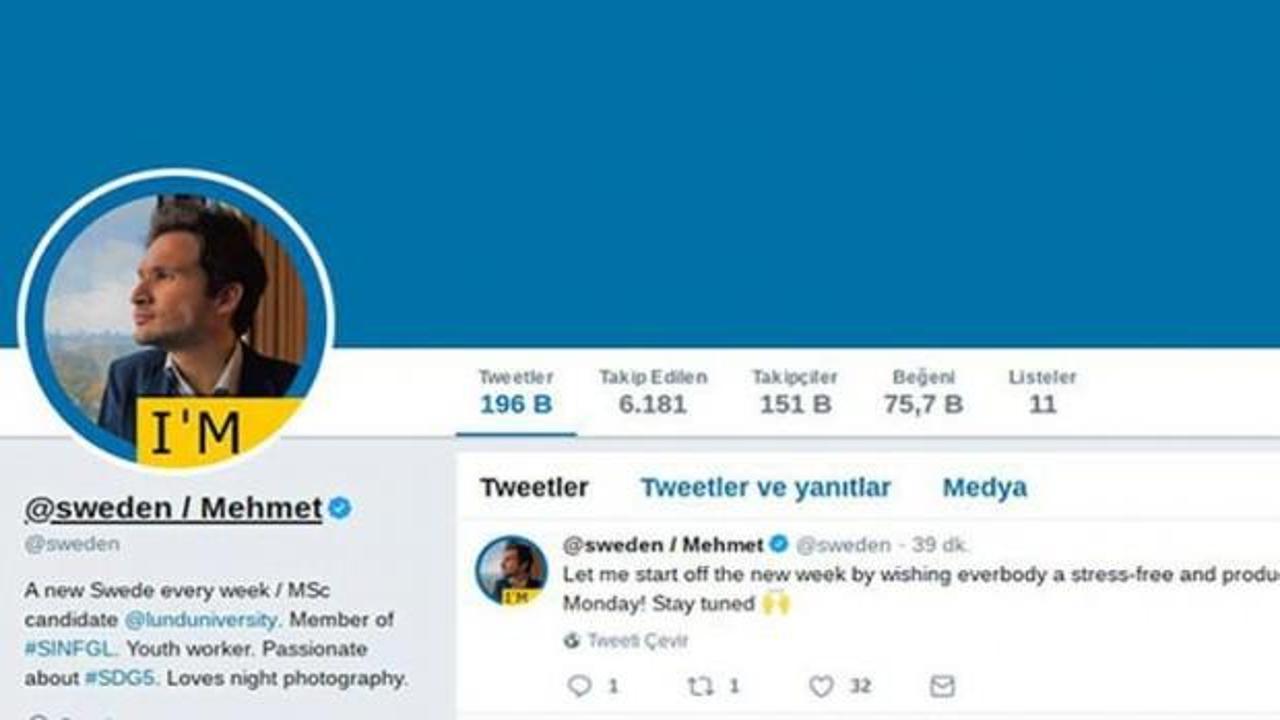 İsveç'in resmi Twitter hesabı bir Türk'e emanet