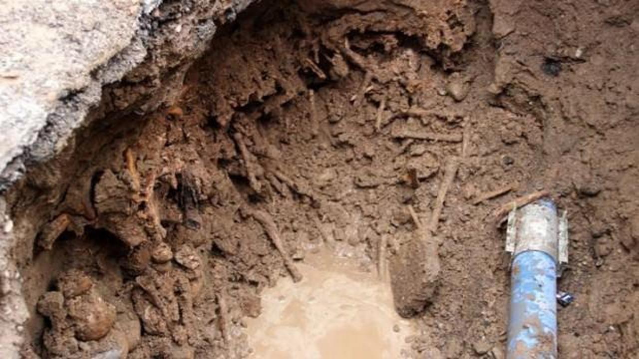 Şebeke kazısında insan kemikleri fışkırdı!