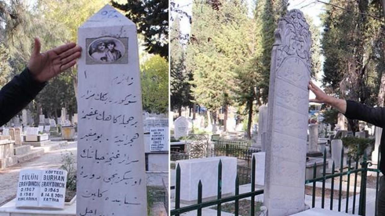 Mezar taşlarındaki yazılar dikkat çekiyor