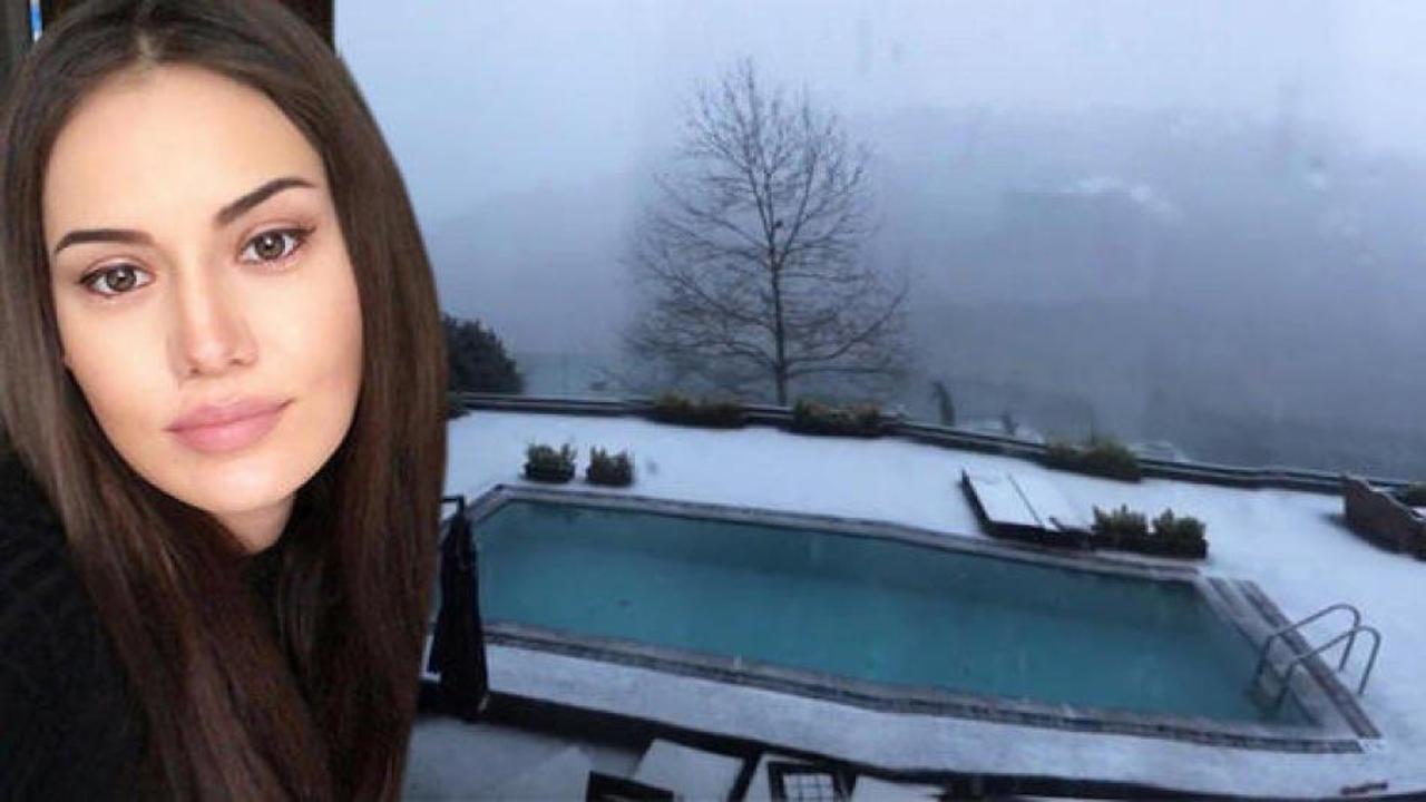 Fahriye Evcen'den muhteşem kar manzarası!