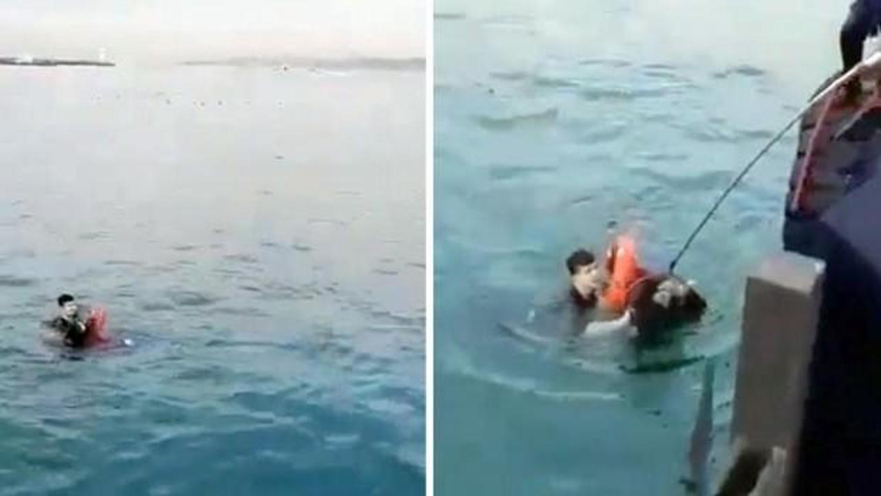 Kadıköy'de buz gibi suya atlayıp genç kızı kurtardı