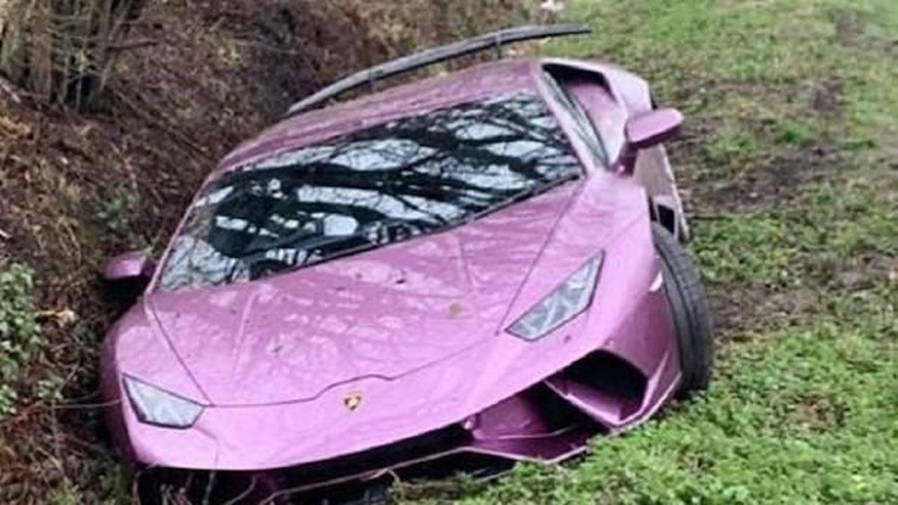 Lamborghini'yle kaza yapan sürücü pes dedirtti