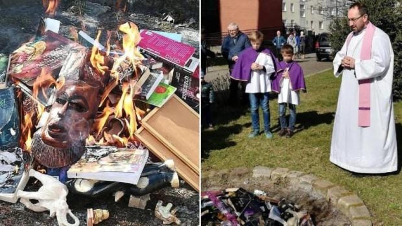 Büyücülük kitaplarını törenle yaktılar!