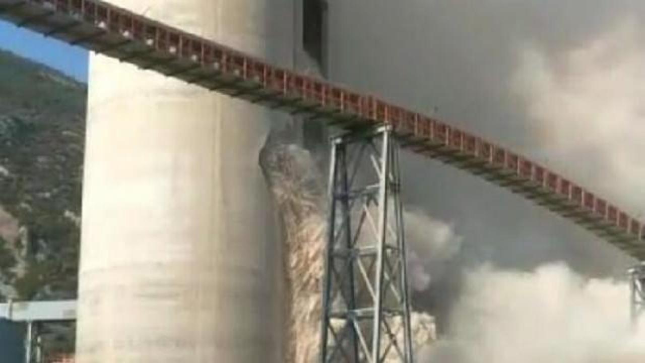 Aydın'da çimento fabrikasının bacasında patlama