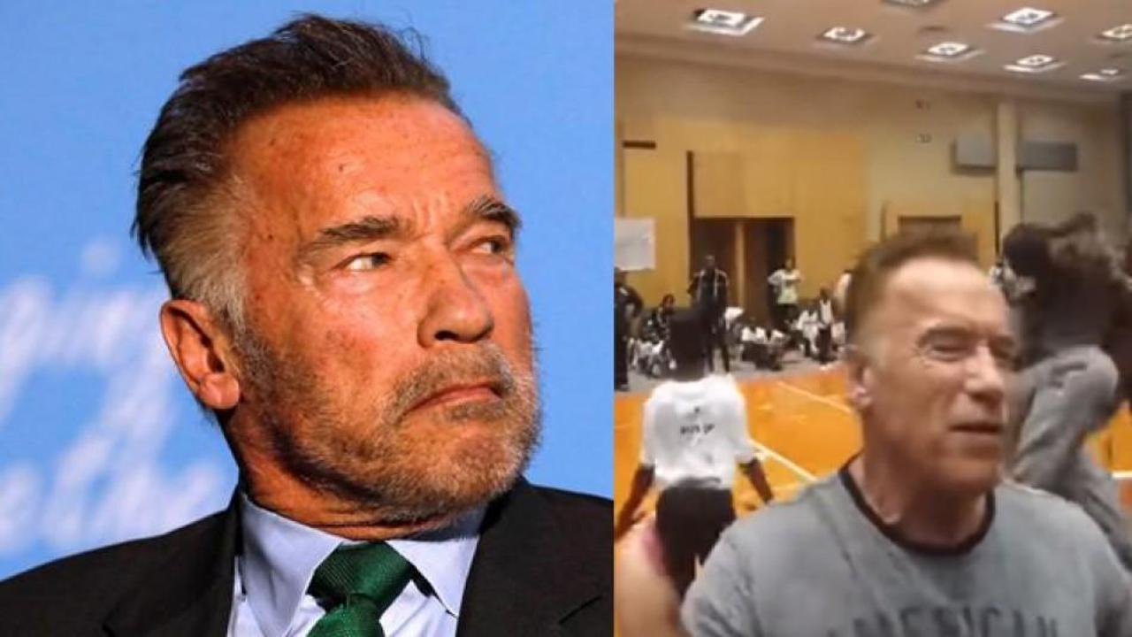 D&uuml;nyaca &uuml;nl&uuml; Schwarzenegger'e u&ccedil;an tekmeli saldırı!
