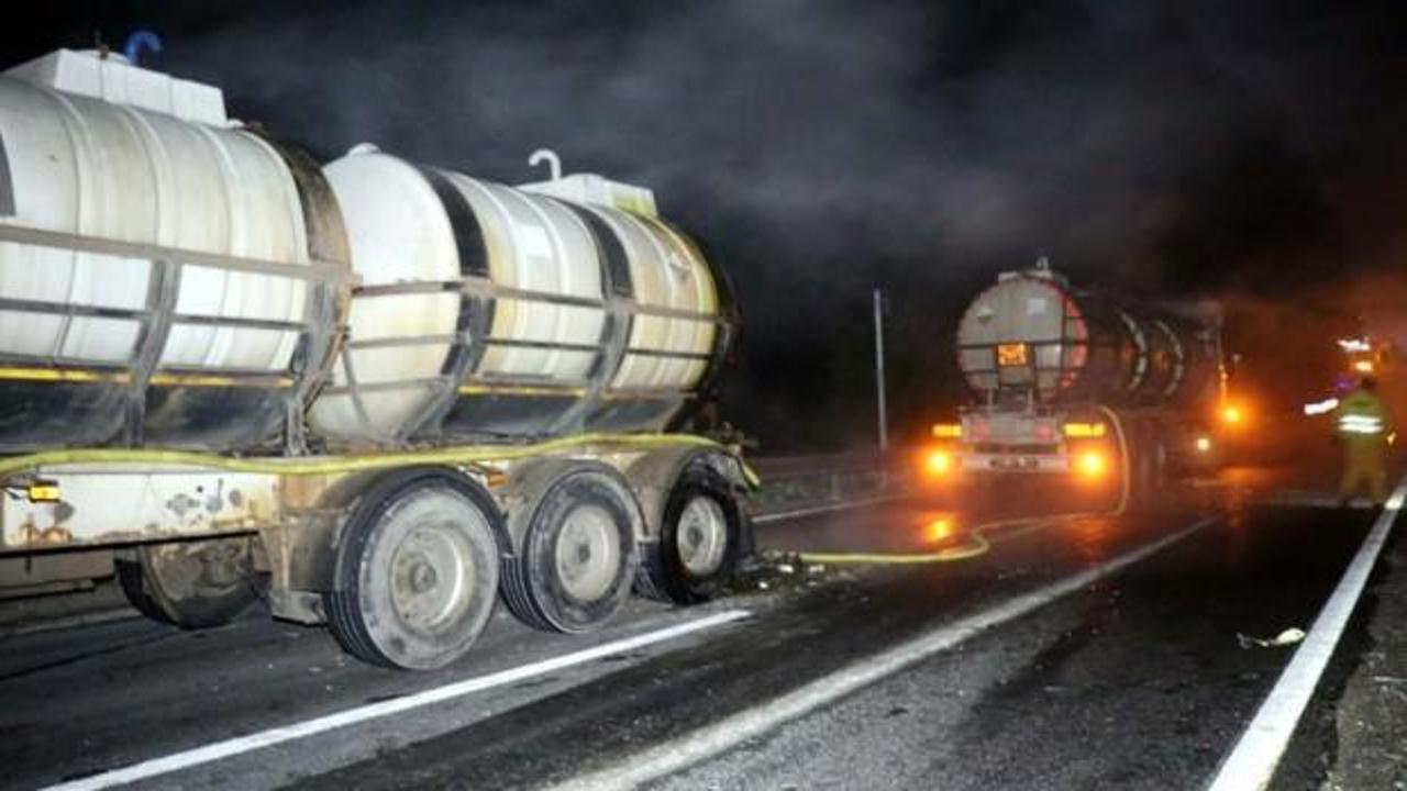 Korkutan kaza: Asit yüklü tanker kaza yaptı
