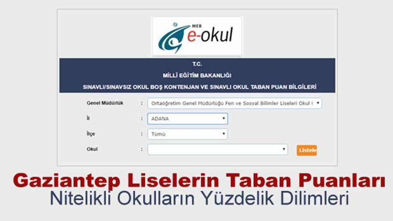 2019 Gaziantep liseleri kontenjan ve taban puanları! MEB y&uuml;zdelik dilimleri..