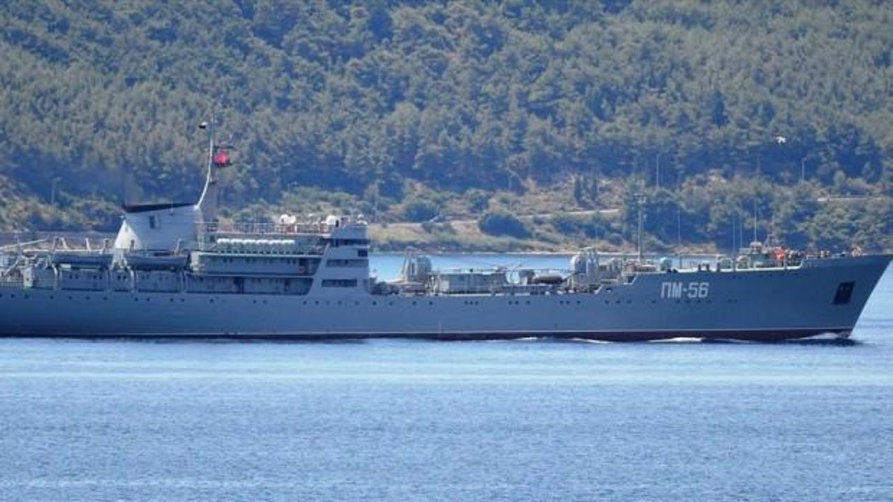 Rus askeri gemisi Çanakkale Boğazı'ndan böyle geçti