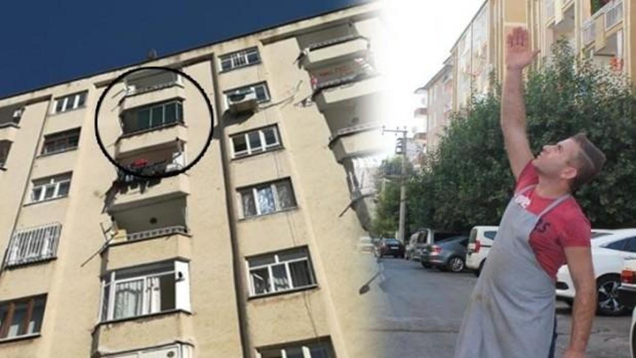Balkon camı tost yiyen gencin kafasına d&uuml;şt&uuml;!