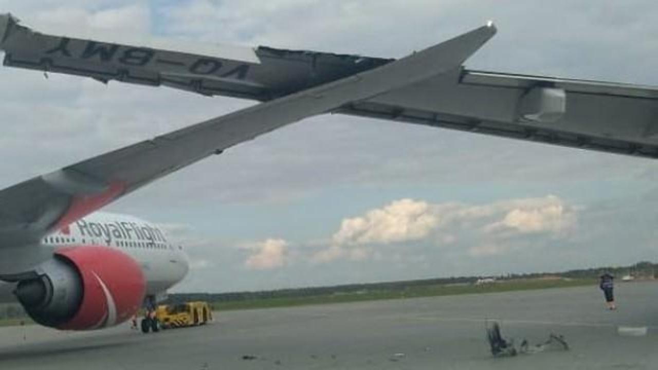 Moskova'da iki uçağın kanatları çarpıştı!