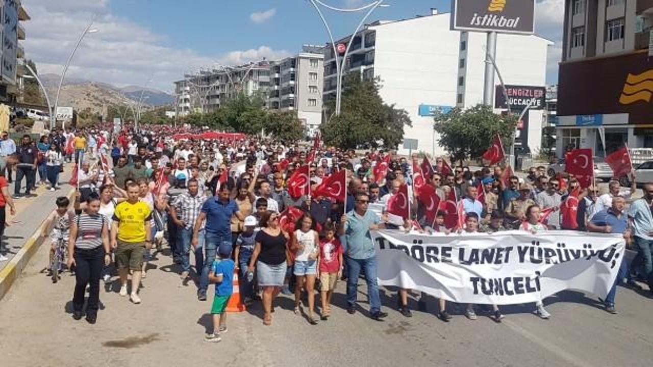 Tunceli'de PKK terör örgütüne lanet yürüyüşü