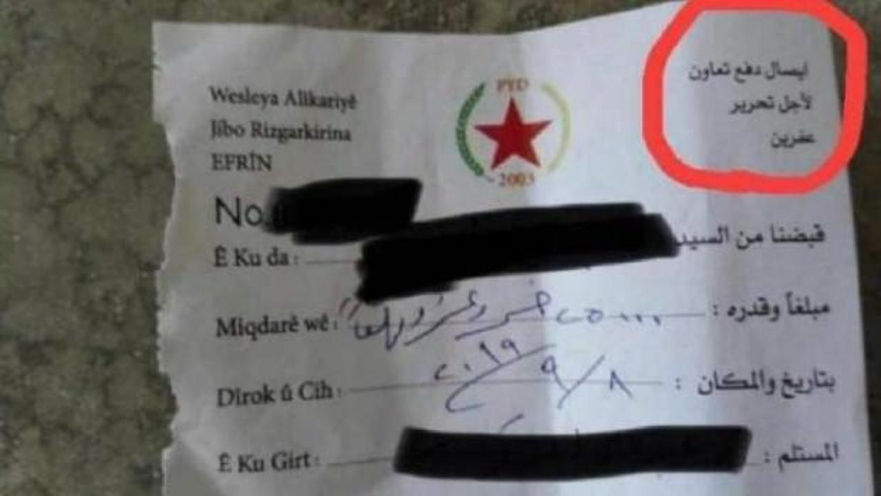 Makbuz ortaya çıktı! Terör örgütü YPG'den yeni skandal