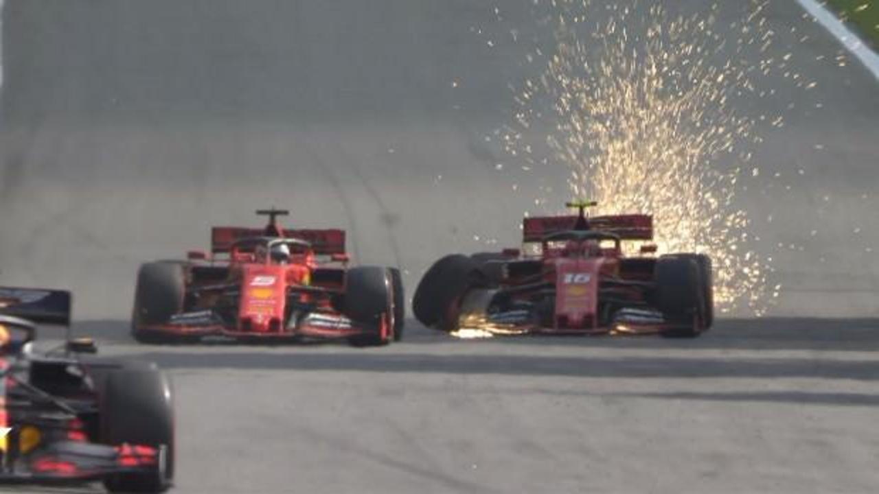 Ferrariler birbirine çarptı, yarışı Verstappen kazandı!