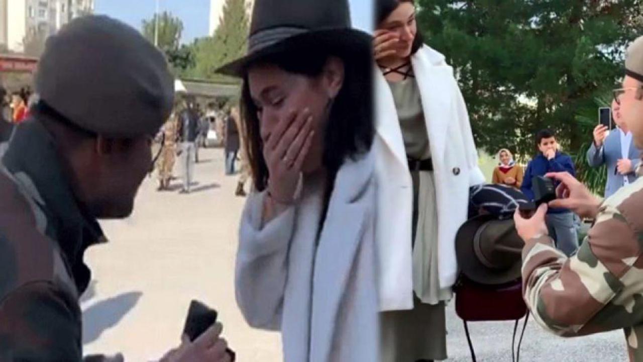 Gözde Çığacı'ya asker sevgilisi içtima sırasında evlenme teklifi etti!