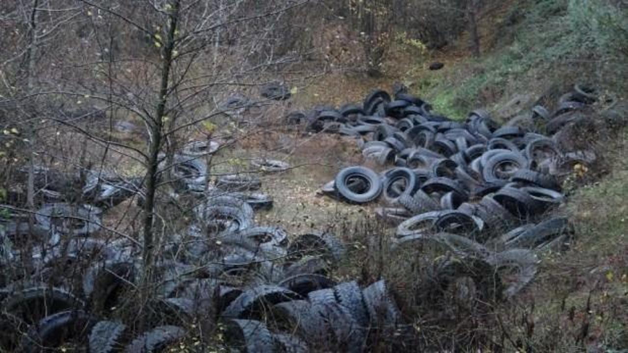 Tepki çeken görüntü: Ormanı lastik çöplüğüne çevirdiler