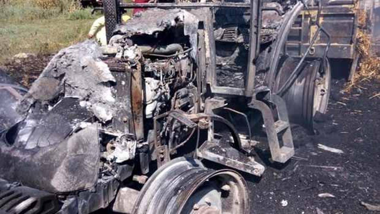 Aydın'da park halindeki 2 kamyon ve traktör yandı
