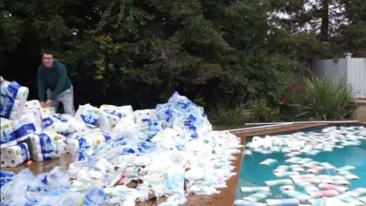 YouTuber'ın bu videosuna tepki yağıyor: Havuzdaki su için yüzlerce rulo...
