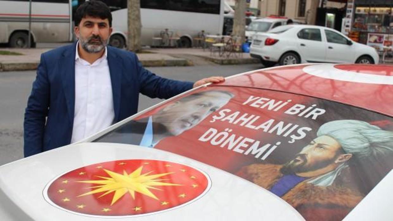 DSP eski genel başkan adayı Özavcı, Kanal İstanbul’a destek için aracını giydirdi