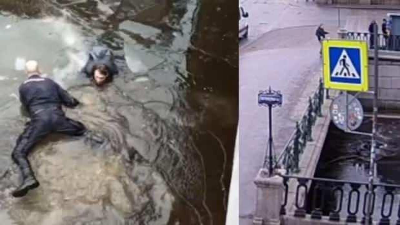 Rusya'da nehre düşen genci polis böyle kurtardı