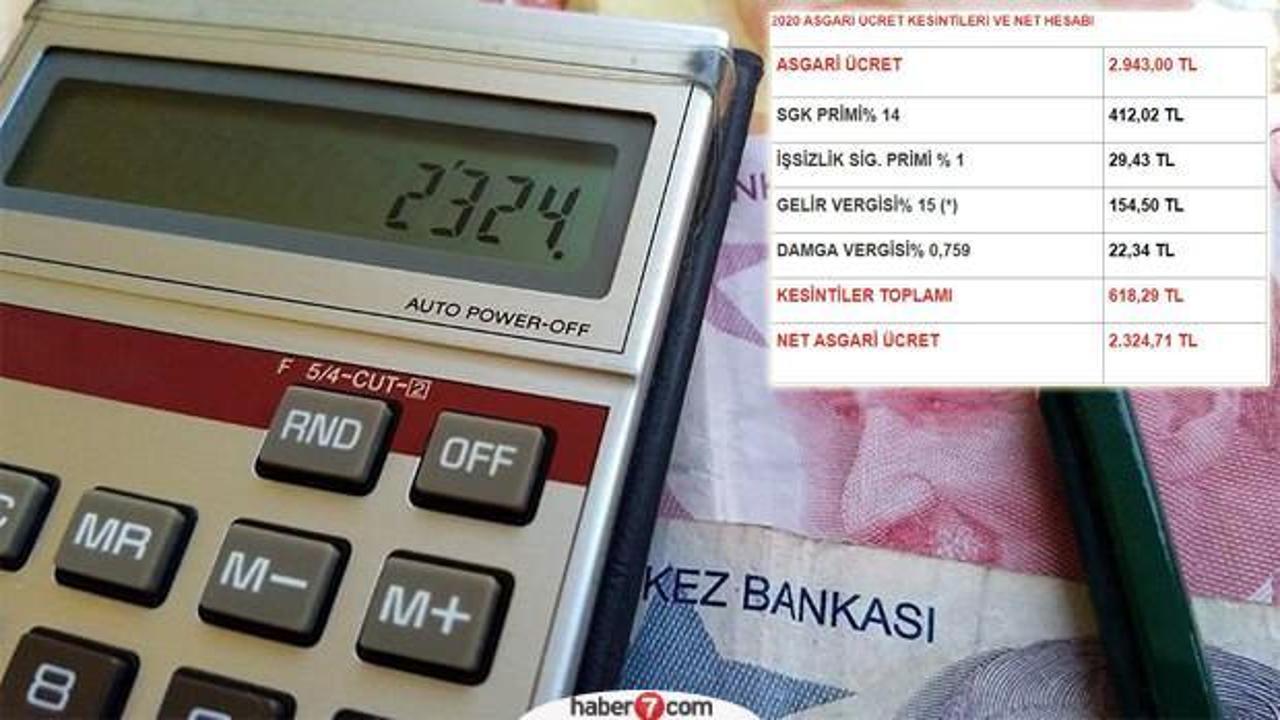 Asgari ücret vergi kesintisi tablosu! 2020 AGİ Asgari Ücret net ve brüt kaç TL?