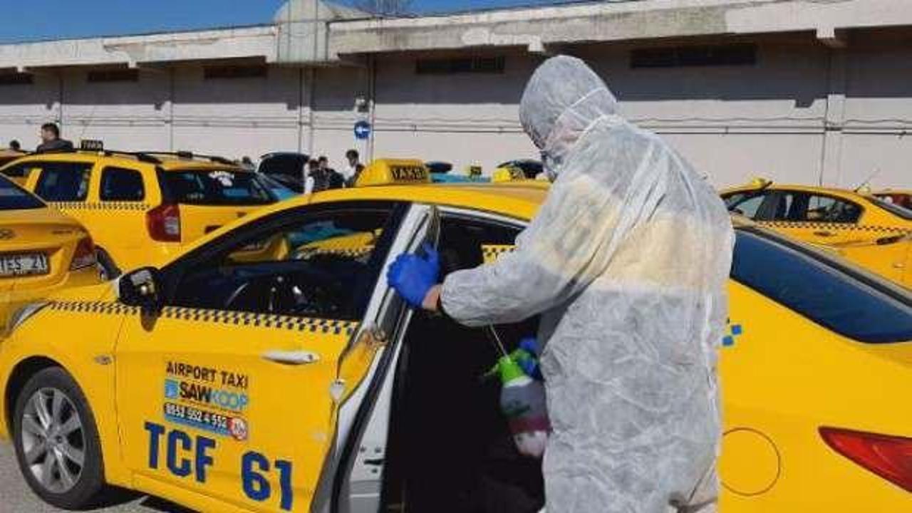 Sabiha Gökçen Havalimanı taksileri dezenfekte edildi