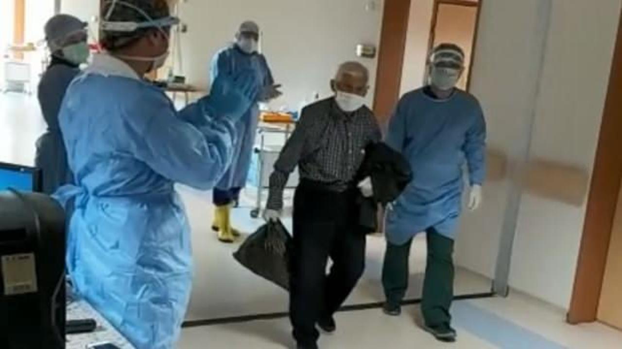 82 yaşında koronavirüsü yendi, alkışlarla taburcu edildi