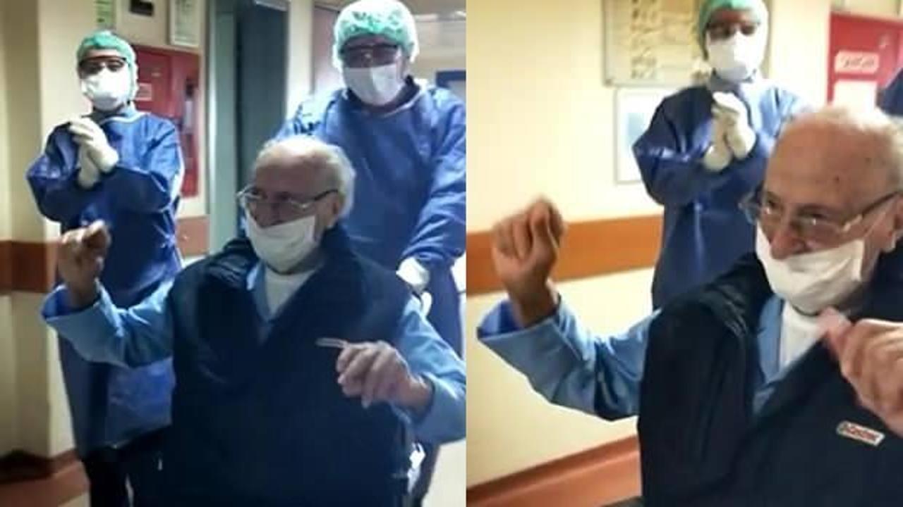95 yaşında koronavirüsü yendi, oynayarak ve alkışlarla taburcu oldu